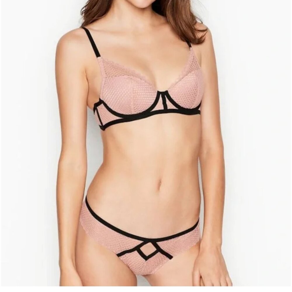 Victoria's Secret Fishnet Lace Bra Panty Set - NEW